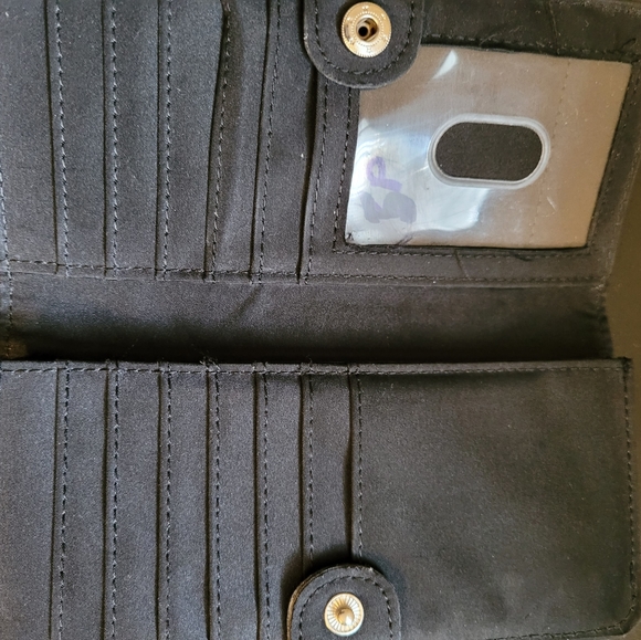 Tahari Royal Flush Black Floral Clutch Wallet - Picture 6 of 7